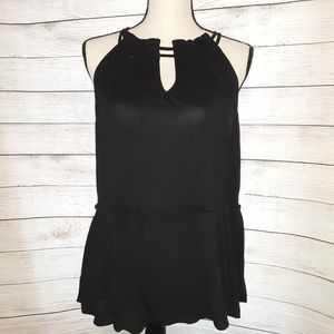 Loft Outlet Black Halter Keyhole Top.